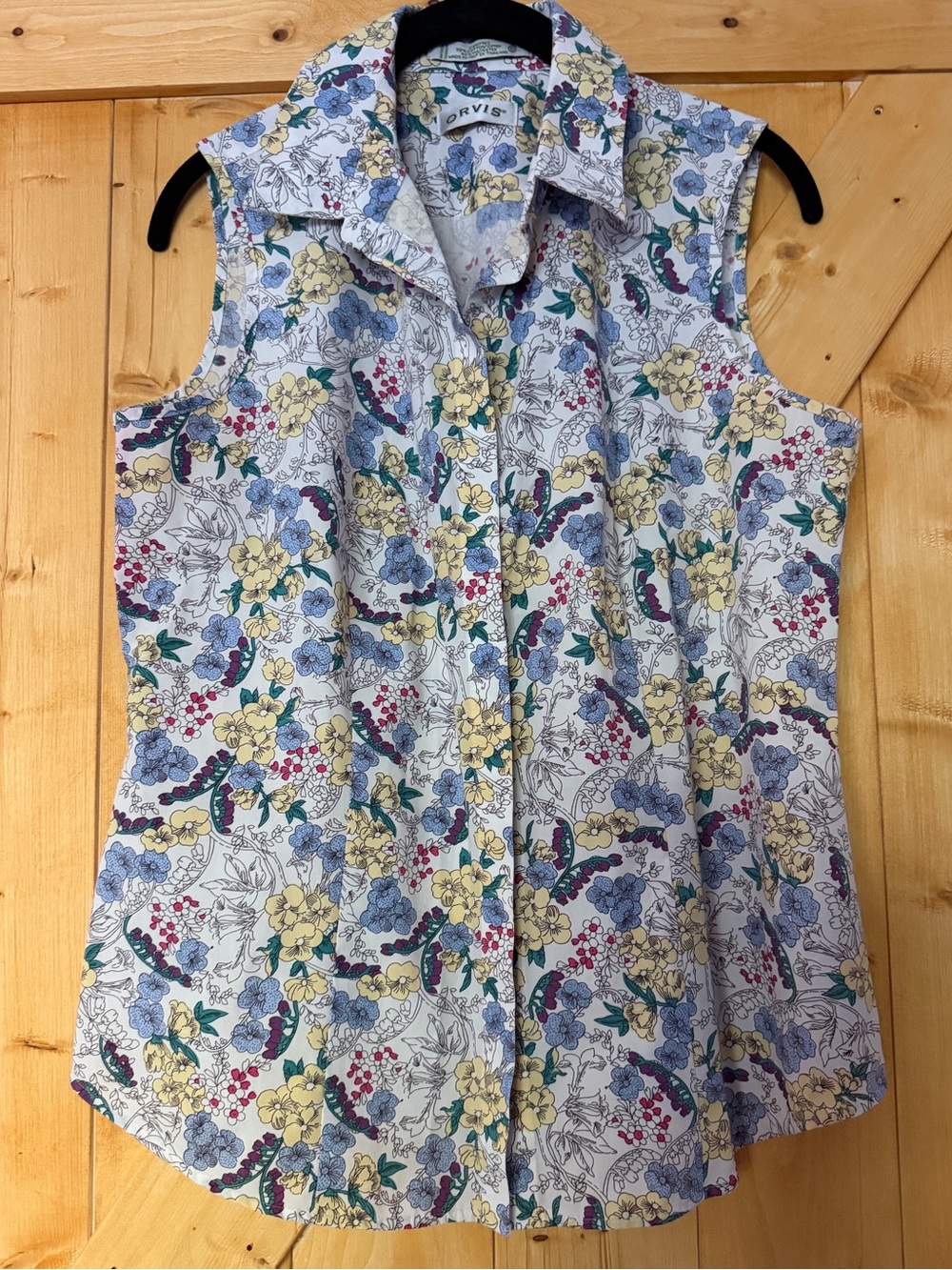 Orvis Sleeveless Floral Button Down Top Size‎ 10 Cottagecore